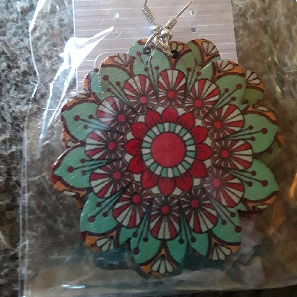Wood Earrings NIP